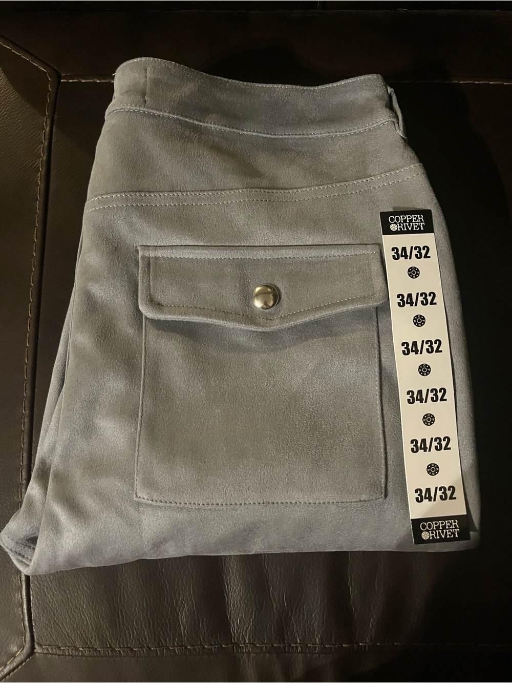 NWT Copper Rivet Men’s 34x32 Gray Suede Feel Cargo Pants Rhinestone Western